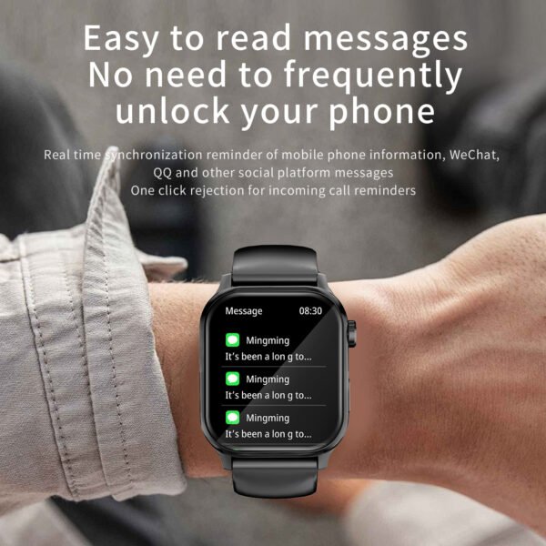 G93 New Smart Watch for Men & Women – 1.85'' Square Screen, Sports Waterproof, Bluetooth Call, Heart Rate Tracker - Image 2