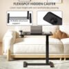 32x18 Inch Standing Rolling Desk | Adjustable Height OverBed Table with Hidden Wheels & Cup Holder | Laptop Table for Home, Office, Classroom, Outdoor - Image 9